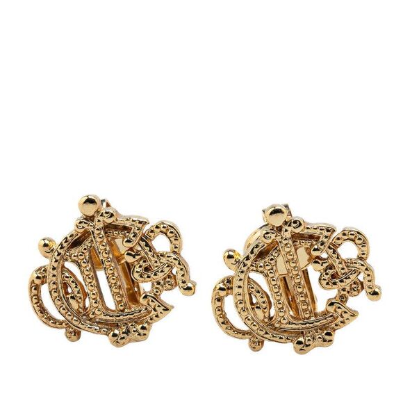 Dior Logo Motif Gold Earrings - Picture 1 of 4